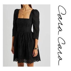 CARA CARA Hart Embroidered Cotton Black Mini Dress Size 12 NWOT